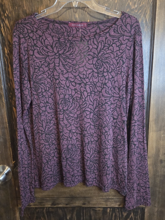 cut loose Tops - NWT Cut Loose Plum Floral Burnout Jacquard Long Sleeve Tee Sz S